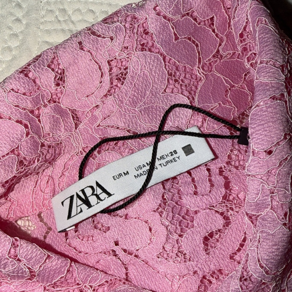 Zara Pink Lace Button-Up Blouse and Pants - Picture 6 of 7